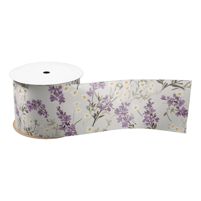 Lavender Lilac Blume Design Satinband (Spule)