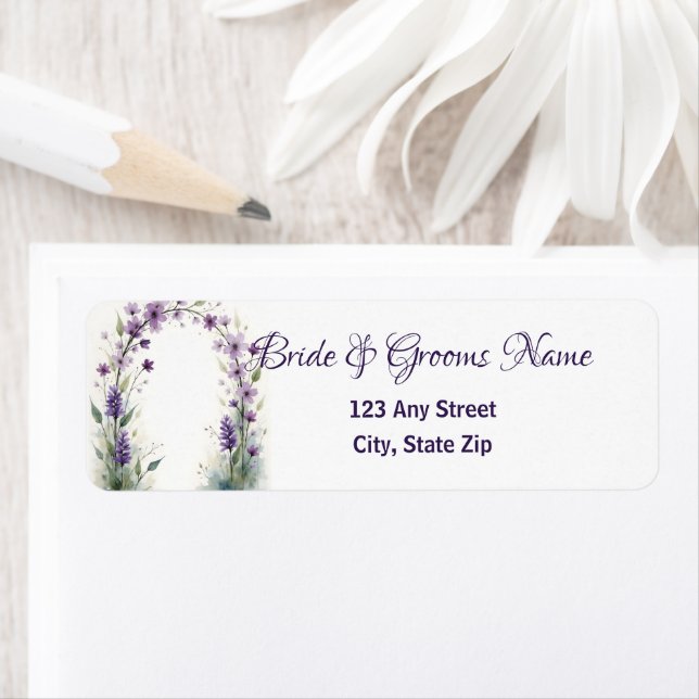 Lavender Lilac Floral Arch Return Address (Insitu)