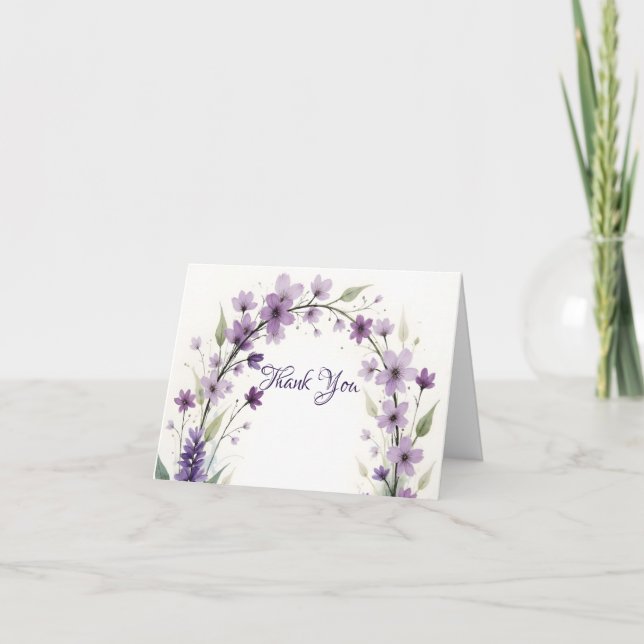 Lavender Lilac Floral  Dankeskarte (Vorderseite)