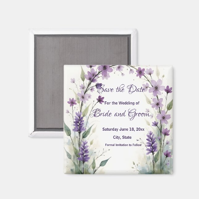 Lavender Lilac Floral Save the Date Magnet (Vorderseite/Rückseite)