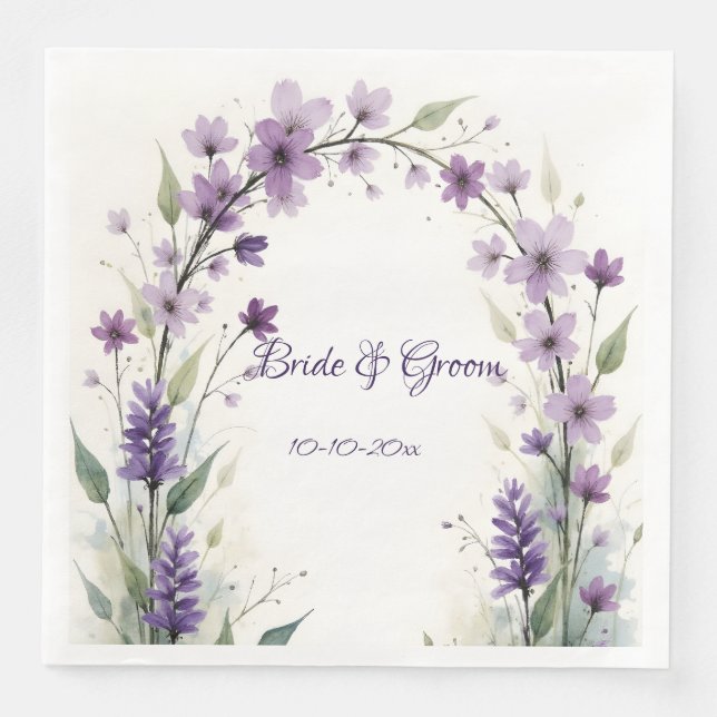 Lavender Lilac Floral Wedding Serviette (Vorderseite)