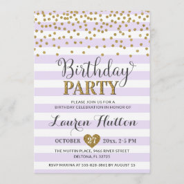 Lavender Lilac Gold Glitzer Elegante Geburtstagspa Einladung