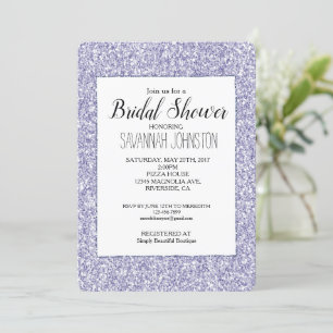 Lavender Lilac Lila Glitzer Brautparty Einladung