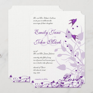 Lavender & Lilac Lila Plum Love Bird Wedding Einladung