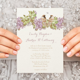 Lavender Lilac Love Bird Wedding Einladung