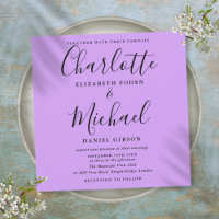 Lavender Lilac Orchid Elegante Script Wedding