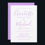 Lavender Lilac Signature Script Wedding Einladung<br><div class="desc">Diese elegante Hochzeitseinladung mit ihren charakteristischen Stilnamen kann mit Ihren Informationen in schicker Schrift personalisiert werden. Entwickelt von Thisisnotme©</div>