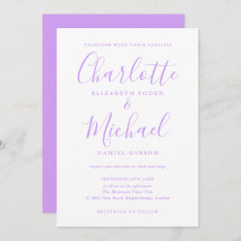 Lavender Lilac Signature Script Wedding Einladung