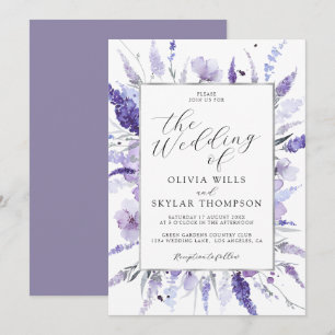 Lavender Lilac Silver Floral Botanische Hochzeit Einladung