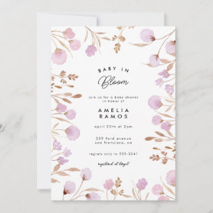 Lavender Lilac Watercolor Blume Babydusche Einladung