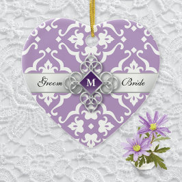 Lavender Lily Damask Wedento Keramik Ornament