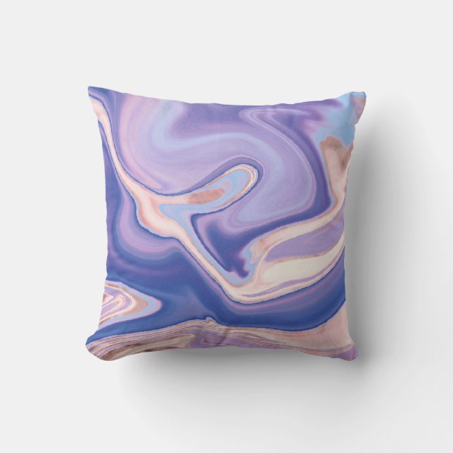 Lavender Liquid Marble Throw Kissen (Vorderseite)