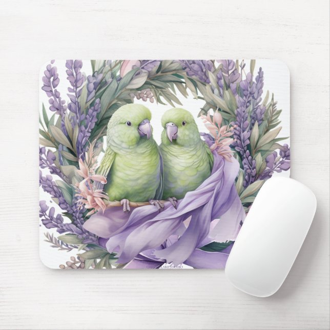 Lavender Lovebirds Mousepad (Mit Mouse)