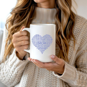 Lavender Mama Herz Word Cloud Tasse