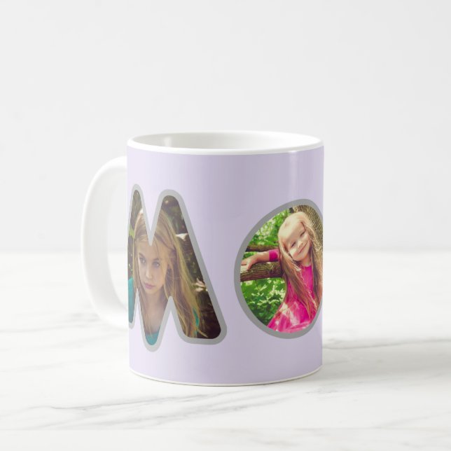 Lavender MAMA Muttertagsfoto Collage Kaffeetasse (Vorderseite Links)