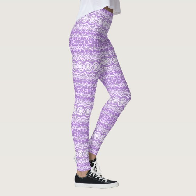 Lavender Mandala Geometric Pattern Leggings (Rechts)