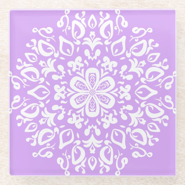 Lavender Mandala Glasuntersetzer (Vorderseite)