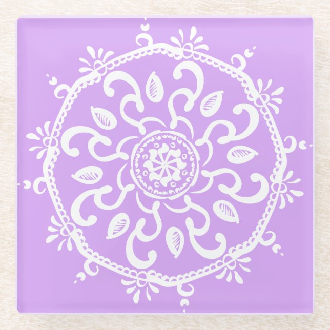 Lavender Mandala Glasuntersetzer (Vorderseite)