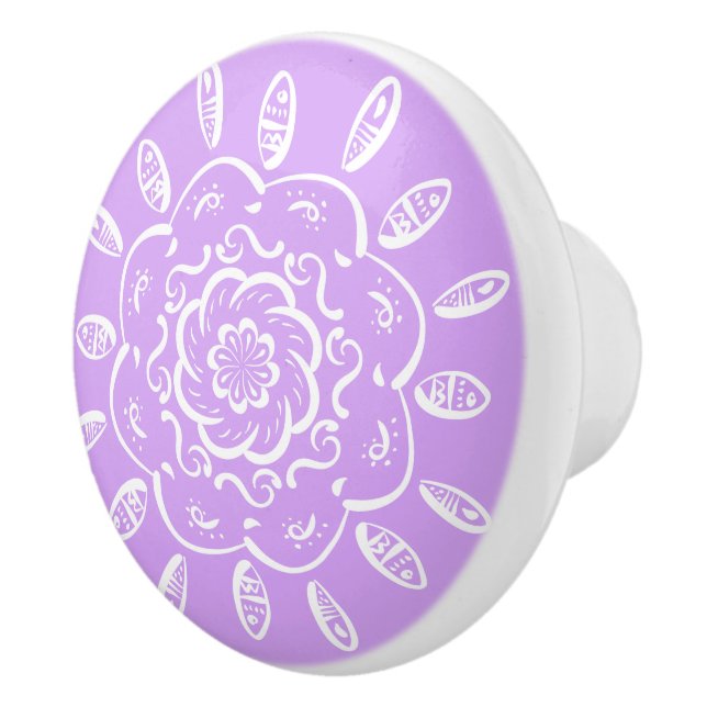 Lavender Mandala Keramikknauf (Rechts)