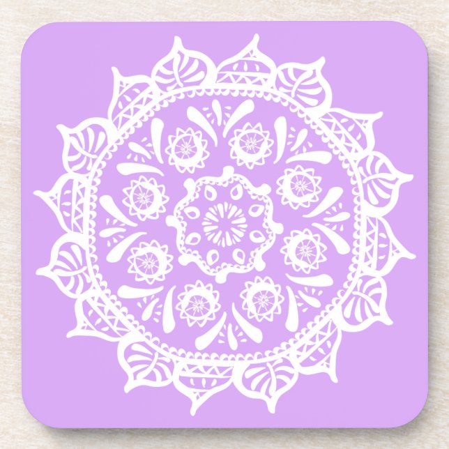 Lavender Mandala Untersetzer (Vorderseite)