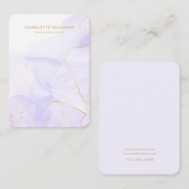 Lavender Marble Carte de Détenteur de Bijoux perso (Devant / Derrière)