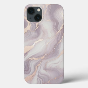 Lavender Marble iPhone 13 Coque avec Veines Argent