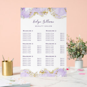 Lavender Marbling Design Preisliste Acrylschild
