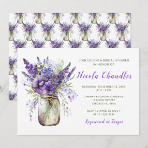 Lavender Mason Jar Brautparty Einladung