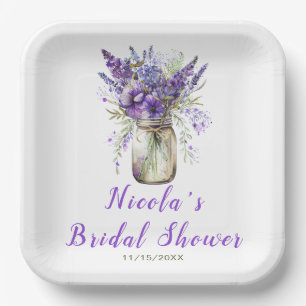 Lavender Mason Jar Brautparty Pappteller