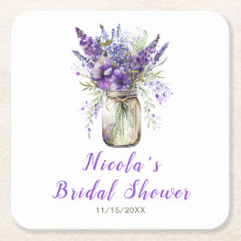 Lavender Mason Jar Brautparty Rechteckiger Pappuntersetzer