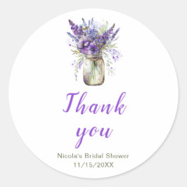 Lavender Mason Jar Brautparty Runder Aufkleber