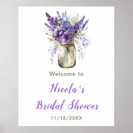 Lavender Mason Jar Brautparty Willkommen Poster