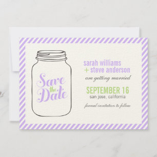 Lavender Mason Jar Monogram Save the Date Einladung