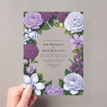 Lavender, Mauve & Plum Floral Wedding Acryleinladungen<br><div class="desc">Elegant and timeless, this floral wedding invitation features a beautiful botanical arrangement in sophisticated trendy tones. The design combines soft florals and lush greenery to create a romantic and refined look that is perfect for modern weddings, garden ceremonies, and classic celebrations. Printed on premium acrylic for a luxurious presentation, this...</div>