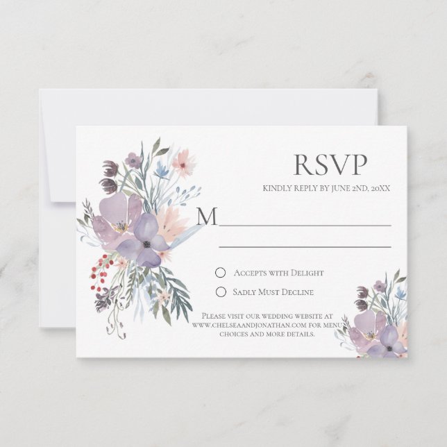 Lavender Meadow Calligraphy RSVP-Karten RSVP Karte (Vorderseite)