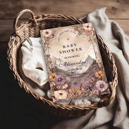 Lavender Meadow Peaks Baby Shower Einladung