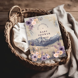 Lavender Meadow Peaks Baby Shower Einladung