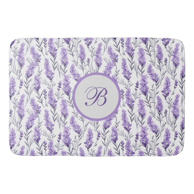 Lavender Meadows Mit Monogramm Badematte (Vorderseite)