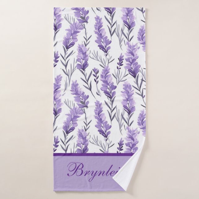 Lavender Meadows Monogramme (Serviette de bain)