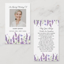 Lavender Memorial Photo Funeral Prayer Card Visitenkarte