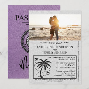 Lavender Mexico Passport Wedding Einladung