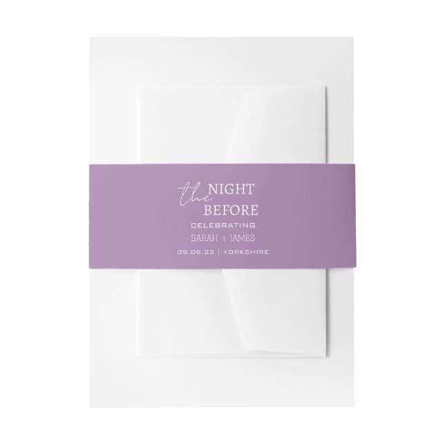 Lavender Minimal der Nacht vor der Hochzeit Einladungsbanderole (Vorderseite Beispiel)