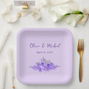 Lavender minimalistisch elegante Hochzeitspapier-T Pappteller