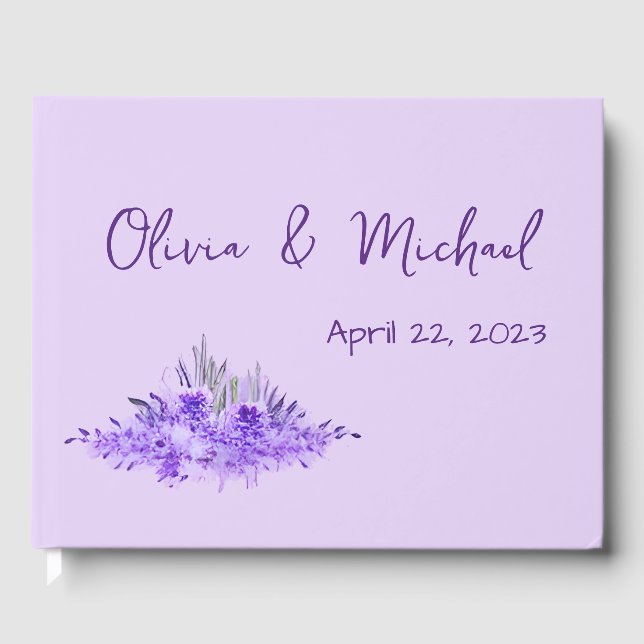 Lavender minimalistisch elegantes Gästebuch (Vorderseite)