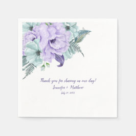 Lavender Mint Lila Watercolor Peonies Empfang Serviette