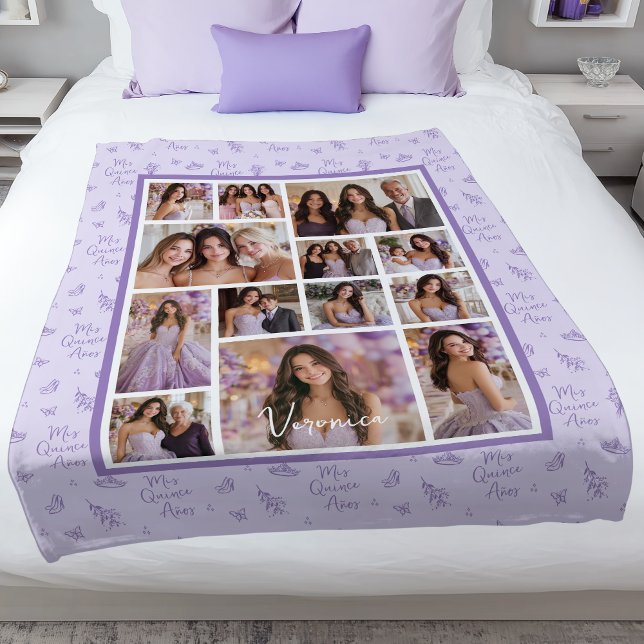 Lavender Mis Quince Años Quinceanera Fleecedecke (Shown on a Medium 50" x 50" blanket)