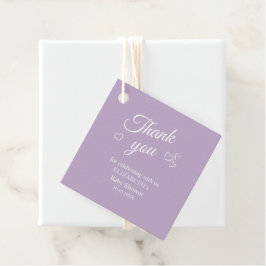 Lavender Modern Baby Dusche Vielen Dank für Ihre U Geschenkanhänger