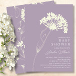 Lavender Modern Floral Baby Dusche Einladung<br><div class="desc">Schöne Babydusche mit einem cremefarbenen Blume Stamm Set auf Lavendelboden. Der Rücken ist mit einer eleganten,  floralen Rückenlehne ausgestattet,  die für eine besondere Touch sorgt.</div>