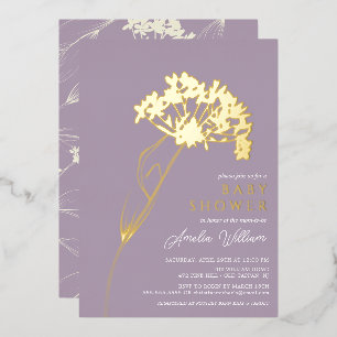 Lavender Modern Floral Baby Dusche Folieneinladung