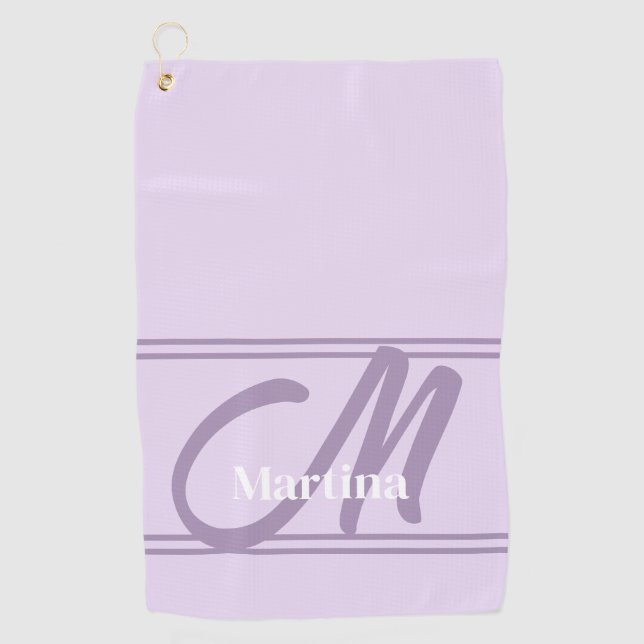 Lavender Modern Monogram Golf Towel für sie Golfhandtuch (Vorderseite)